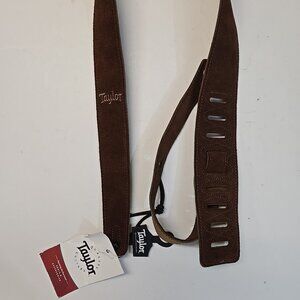 NWT Taylor Guitar Strap Embroidered Suede 2.5" Chocolate Brown Made in Canada